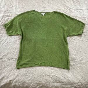 Eileen Fisher Linen Top Womens Small Green